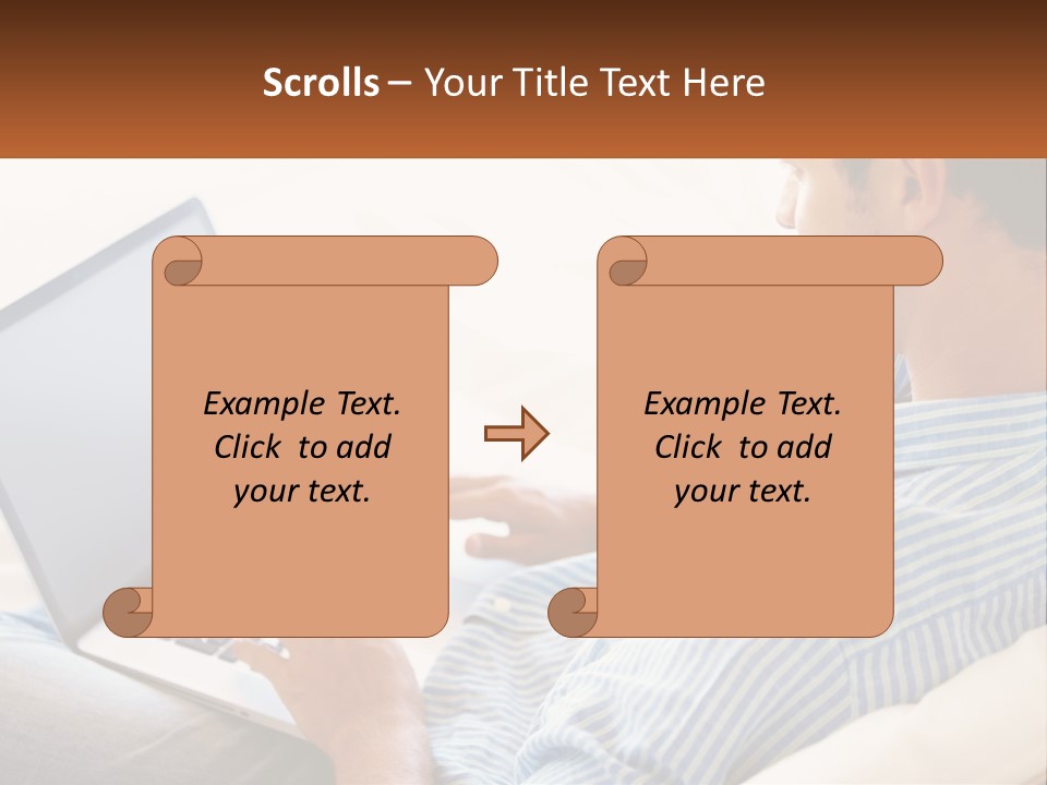 A Man Sitting On A Couch Using A Laptop Computer PowerPoint Template