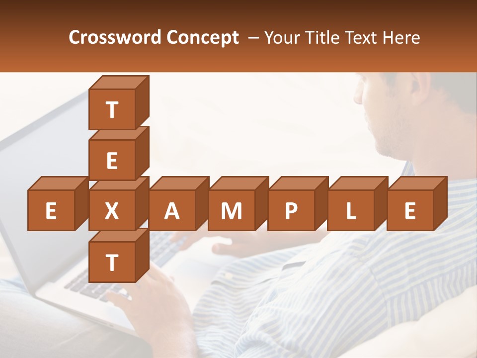 A Man Sitting On A Couch Using A Laptop Computer PowerPoint Template