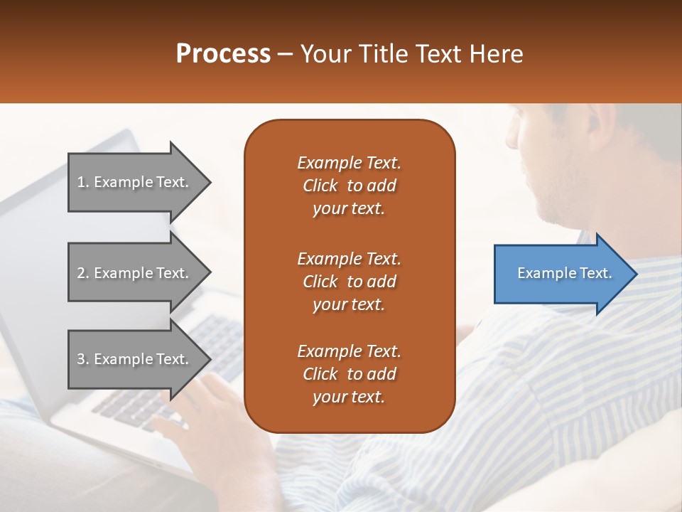 A Man Sitting On A Couch Using A Laptop Computer PowerPoint Template