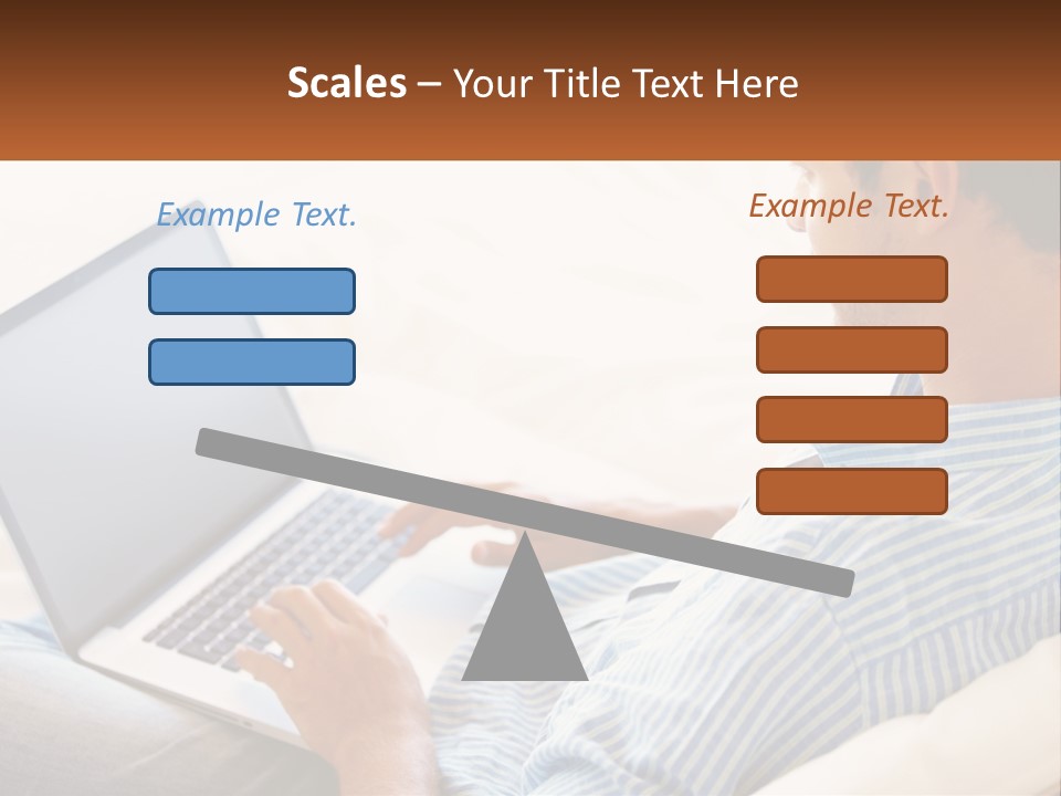 A Man Sitting On A Couch Using A Laptop Computer PowerPoint Template