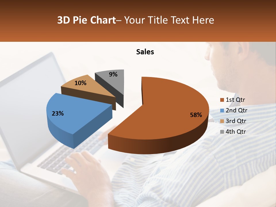 A Man Sitting On A Couch Using A Laptop Computer PowerPoint Template