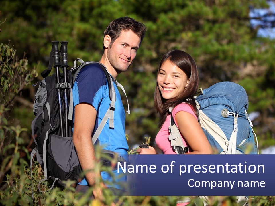 Trek Girl Backpacker PowerPoint Template