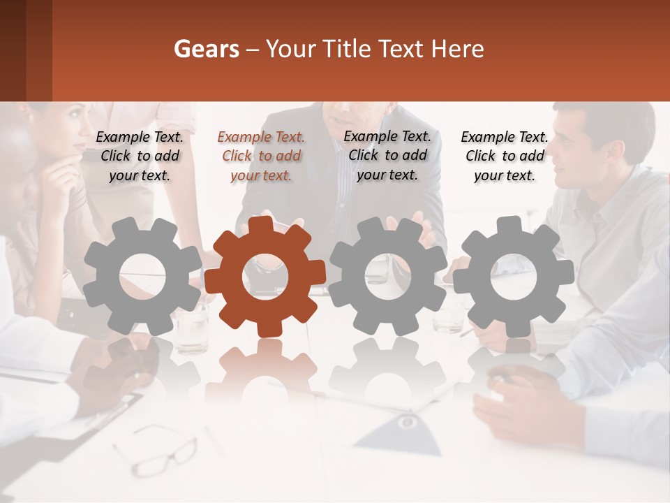 A Group Of People Sitting Around A Table Talking PowerPoint Template