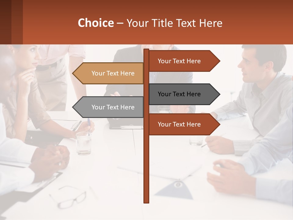 A Group Of People Sitting Around A Table Talking PowerPoint Template