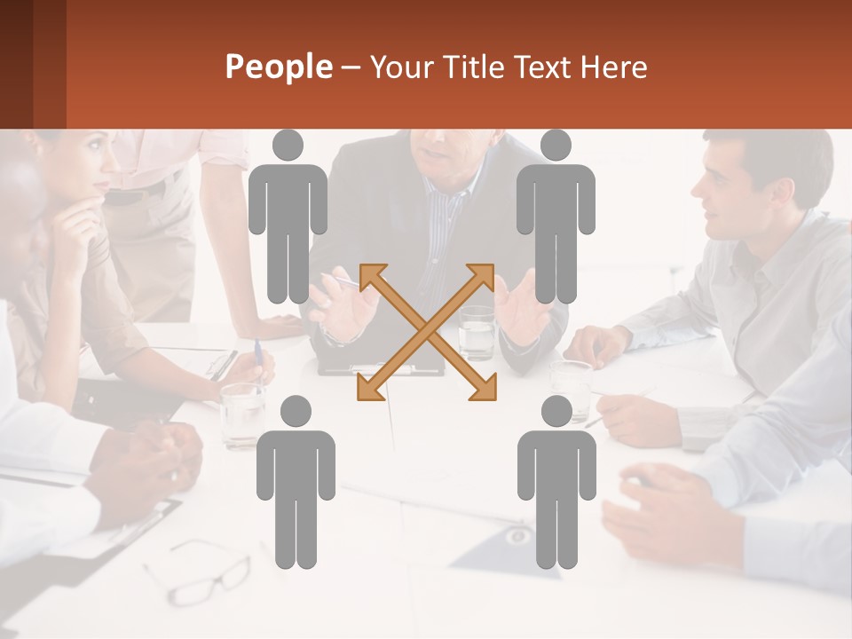 A Group Of People Sitting Around A Table Talking PowerPoint Template