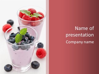 Glass Sweet Fruit Yogurt PowerPoint Template
