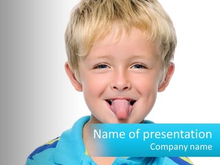 Cheerful Boy Tongue PowerPoint Template