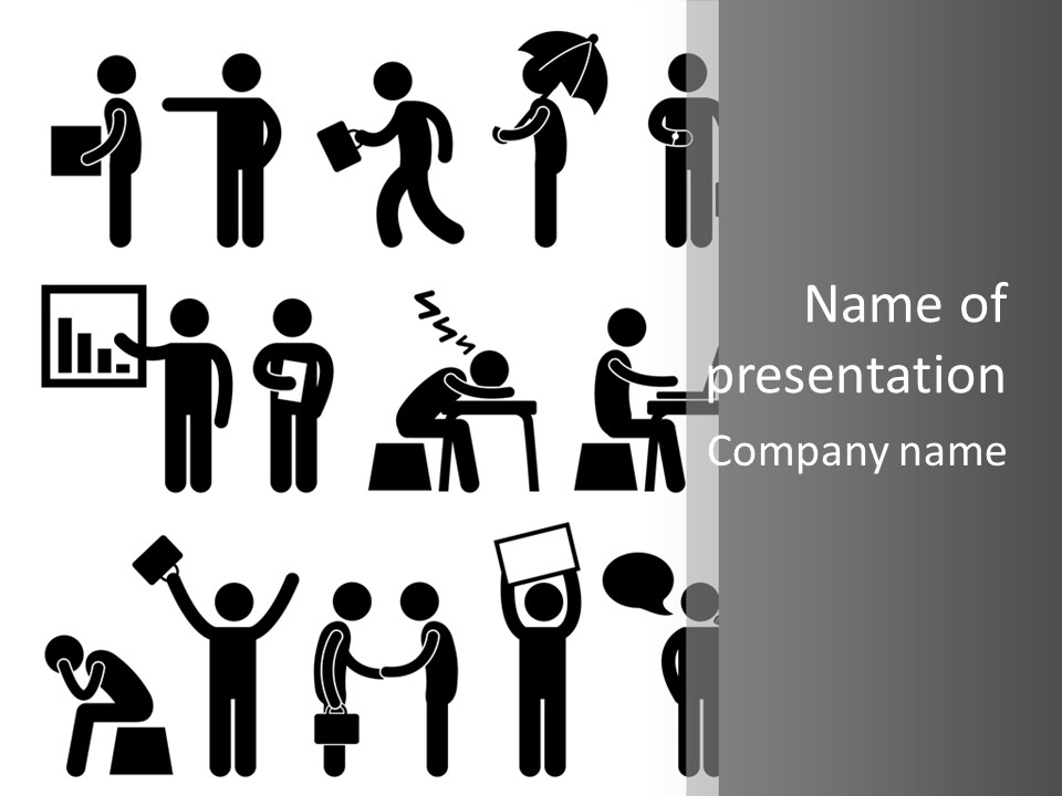 Employee Pointing Sitting PowerPoint Template