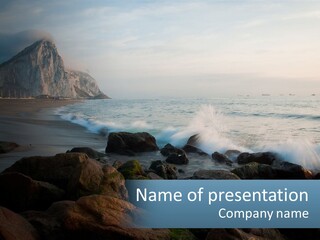 Beachfront Beach Rocky PowerPoint Template