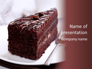 Close Up Chocolate Cake Brown PowerPoint Template