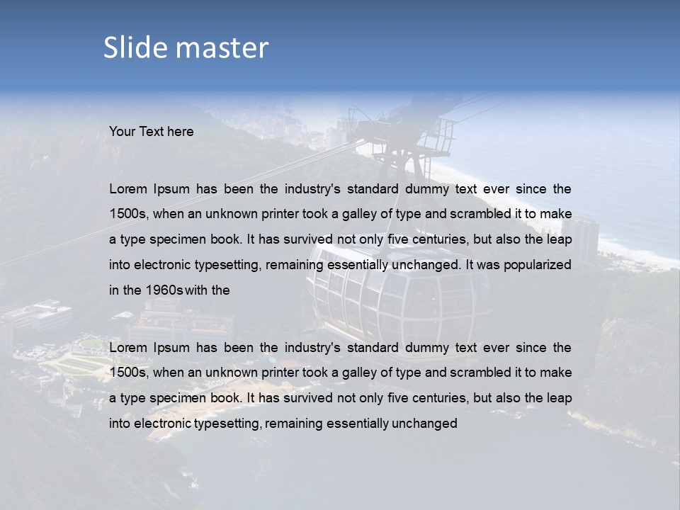 A Cable Car Going Up A Mountain With A City In The Background PowerPoint Template