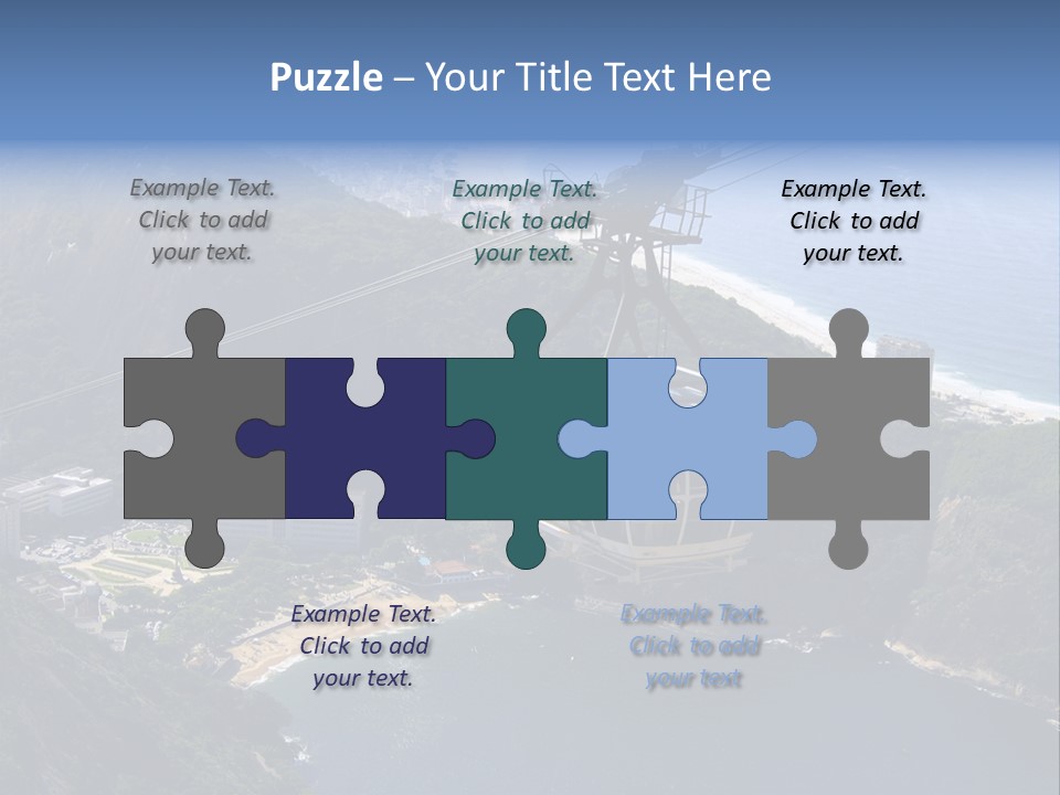 A Cable Car Going Up A Mountain With A City In The Background PowerPoint Template