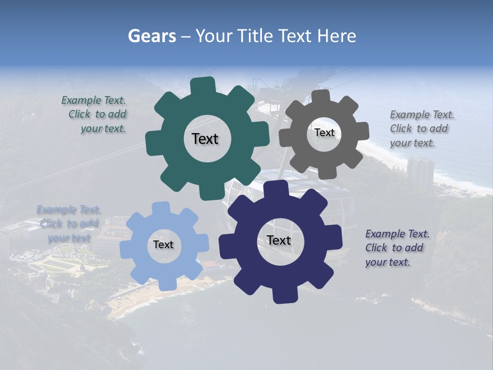 A Cable Car Going Up A Mountain With A City In The Background PowerPoint Template