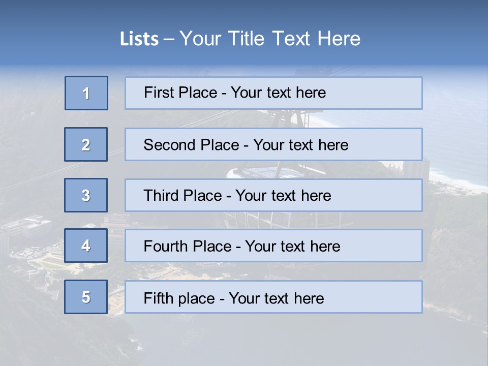 A Cable Car Going Up A Mountain With A City In The Background PowerPoint Template