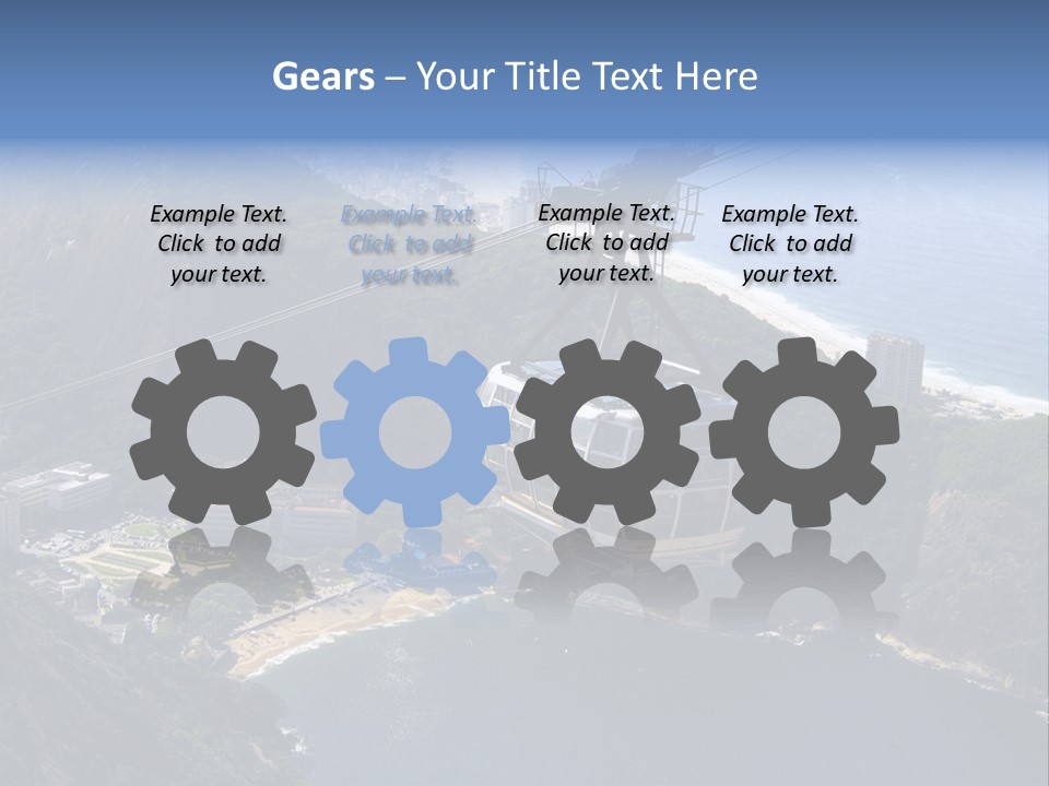 A Cable Car Going Up A Mountain With A City In The Background PowerPoint Template