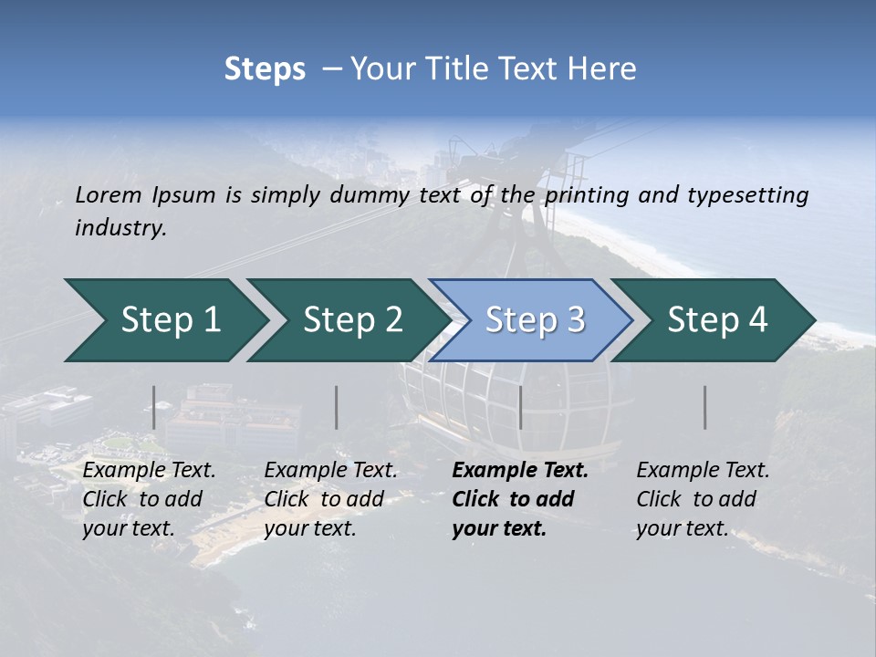 A Cable Car Going Up A Mountain With A City In The Background PowerPoint Template