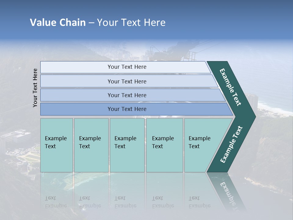 A Cable Car Going Up A Mountain With A City In The Background PowerPoint Template