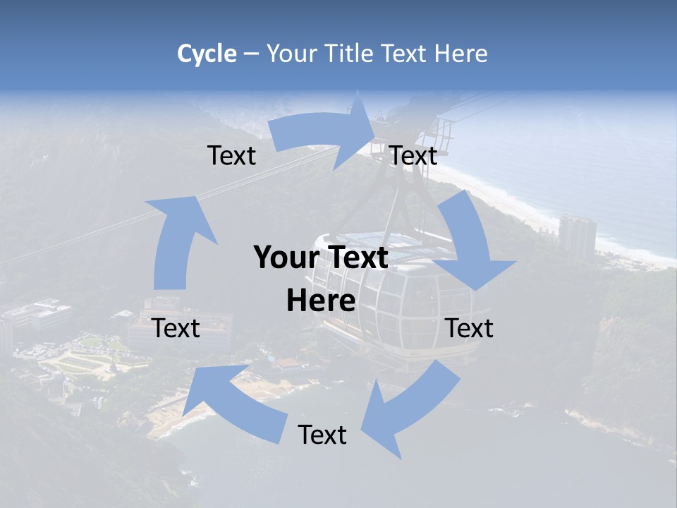 A Cable Car Going Up A Mountain With A City In The Background PowerPoint Template