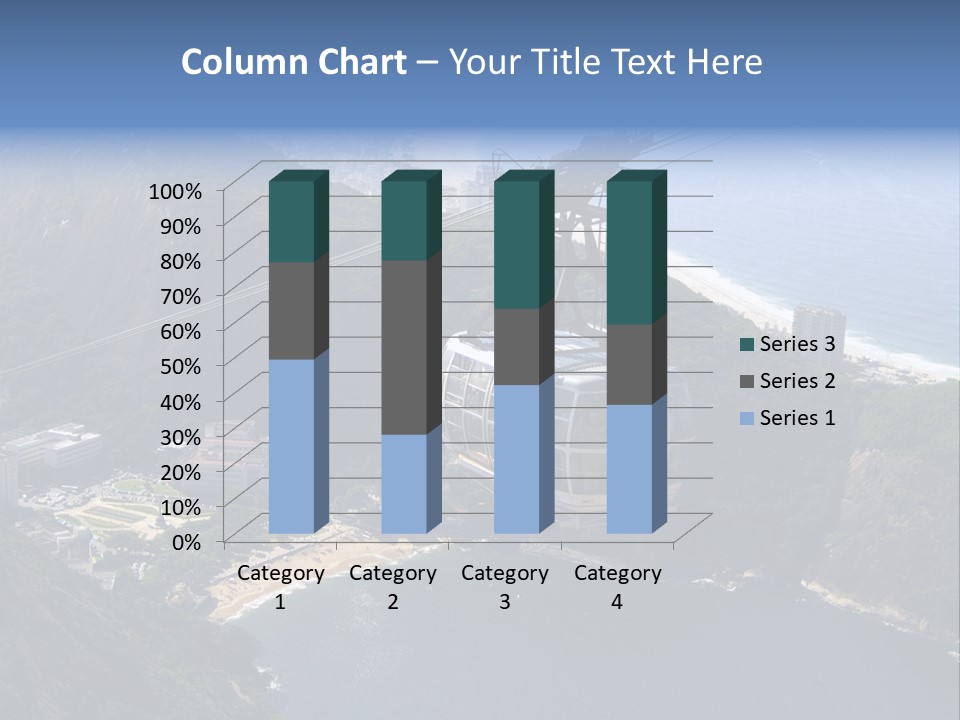 A Cable Car Going Up A Mountain With A City In The Background PowerPoint Template
