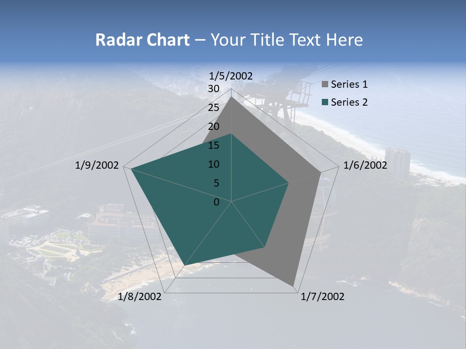 A Cable Car Going Up A Mountain With A City In The Background PowerPoint Template