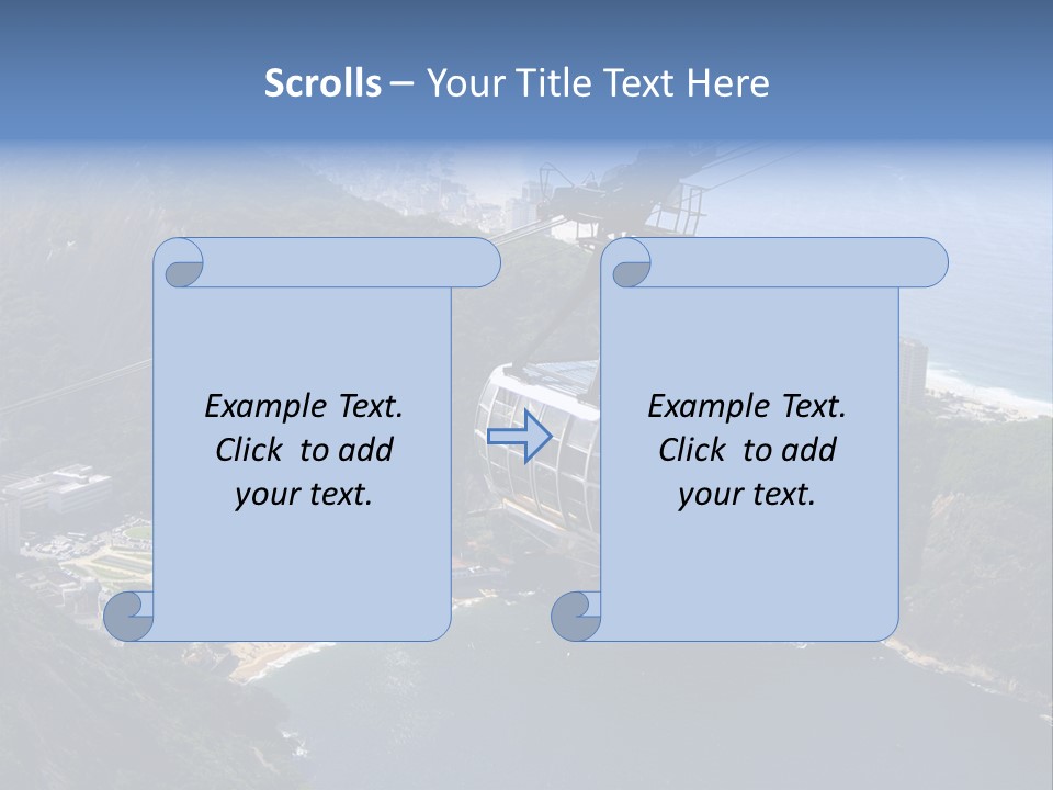 A Cable Car Going Up A Mountain With A City In The Background PowerPoint Template