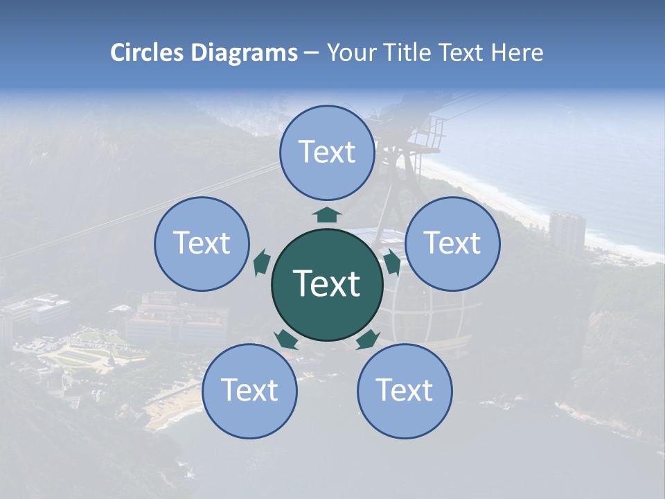 A Cable Car Going Up A Mountain With A City In The Background PowerPoint Template