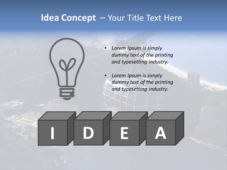 A Cable Car Going Up A Mountain With A City In The Background PowerPoint Template