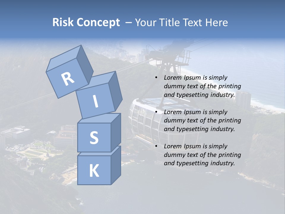 A Cable Car Going Up A Mountain With A City In The Background PowerPoint Template