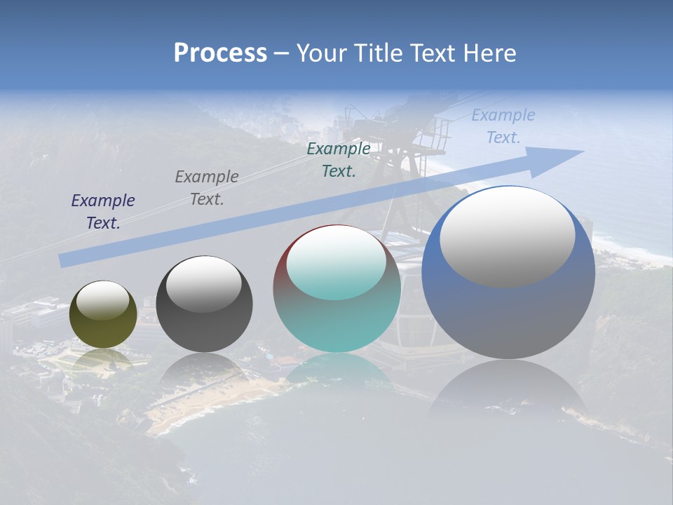 A Cable Car Going Up A Mountain With A City In The Background PowerPoint Template