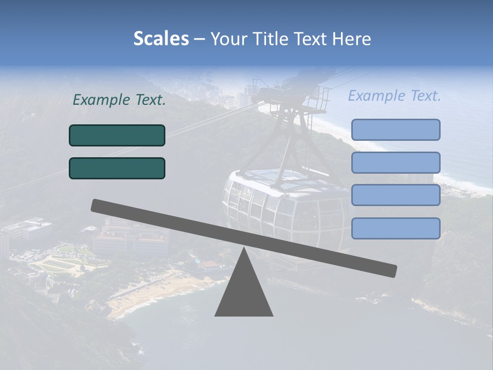 A Cable Car Going Up A Mountain With A City In The Background PowerPoint Template