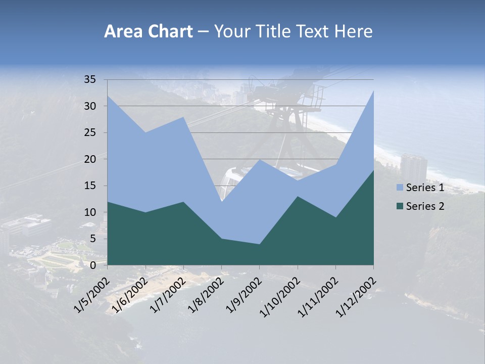 A Cable Car Going Up A Mountain With A City In The Background PowerPoint Template