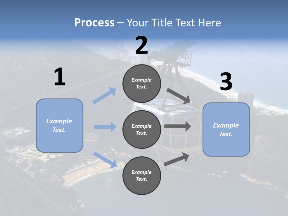 A Cable Car Going Up A Mountain With A City In The Background PowerPoint Template