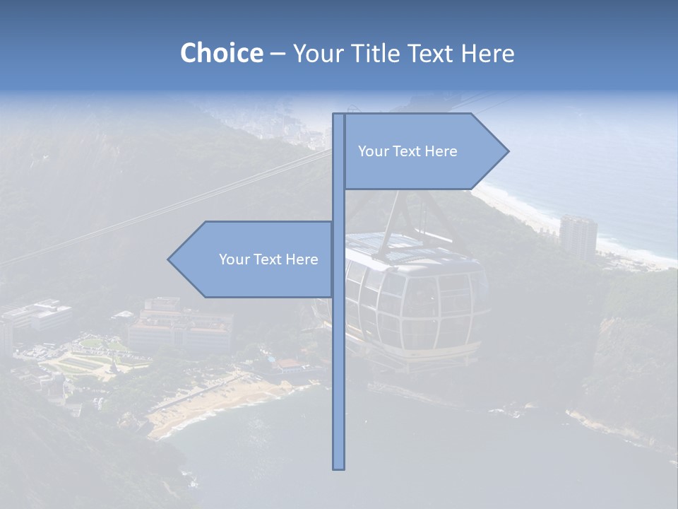 A Cable Car Going Up A Mountain With A City In The Background PowerPoint Template