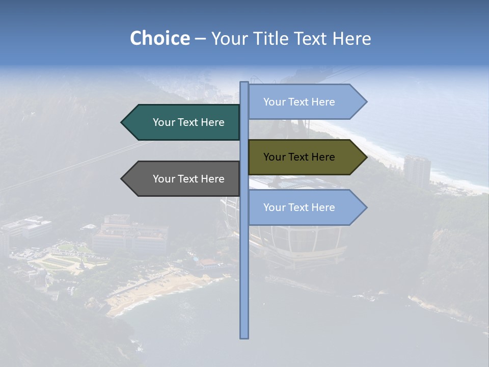 A Cable Car Going Up A Mountain With A City In The Background PowerPoint Template