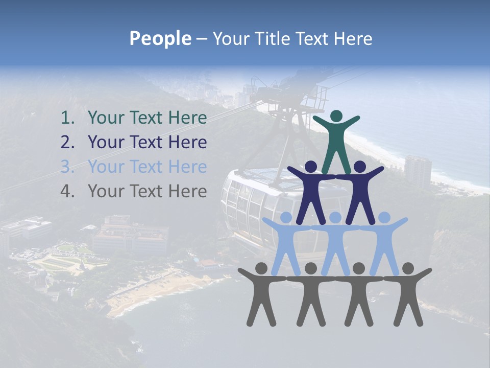 A Cable Car Going Up A Mountain With A City In The Background PowerPoint Template