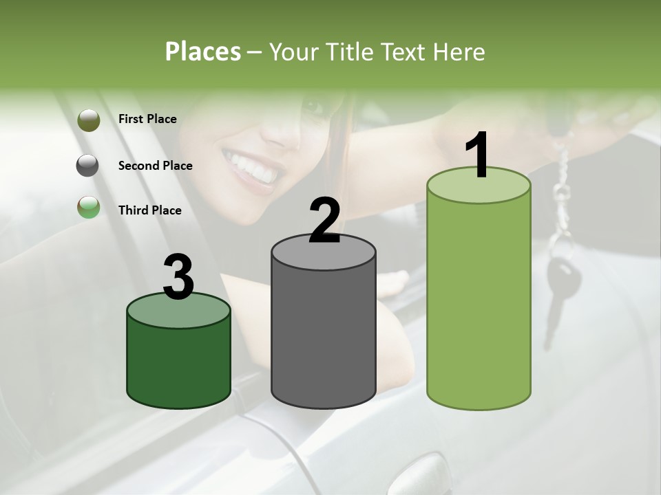 A Woman Holding A Car Key In Her Hand PowerPoint Template