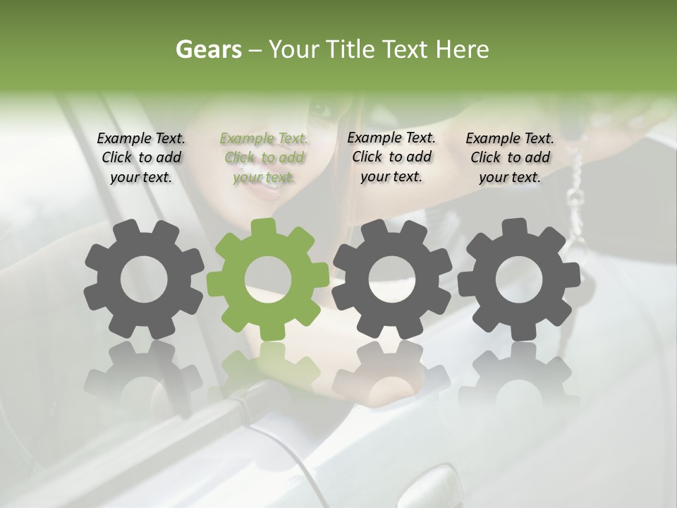 A Woman Holding A Car Key In Her Hand PowerPoint Template