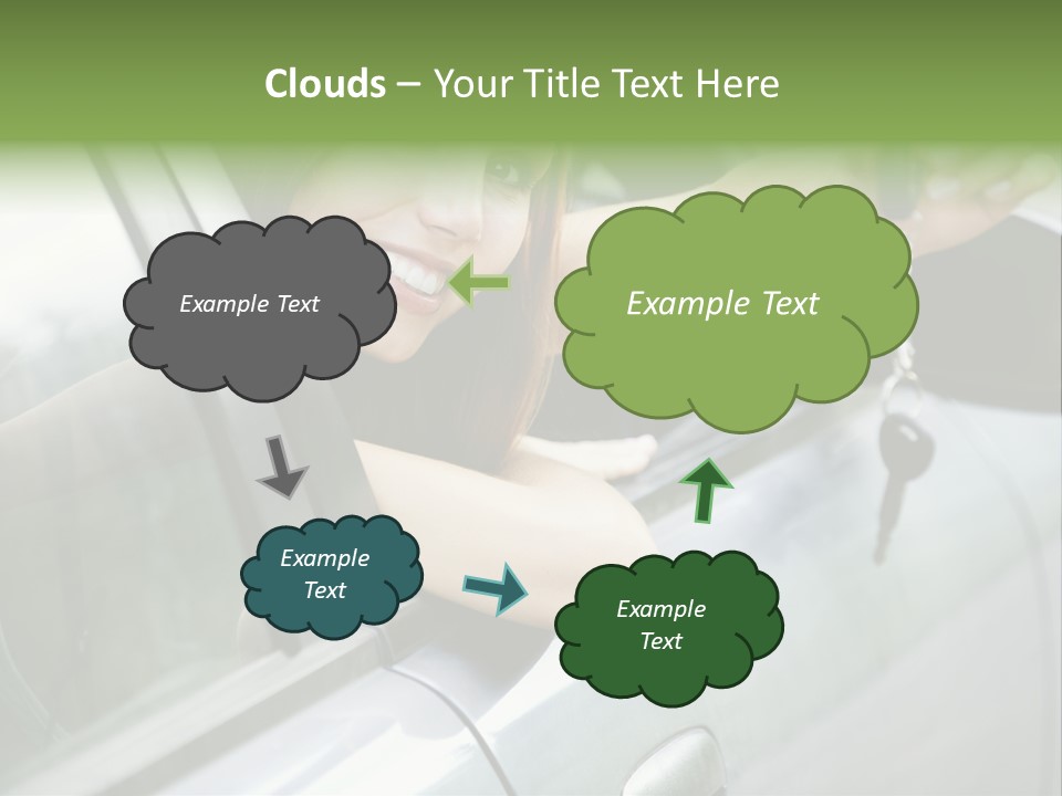 A Woman Holding A Car Key In Her Hand PowerPoint Template