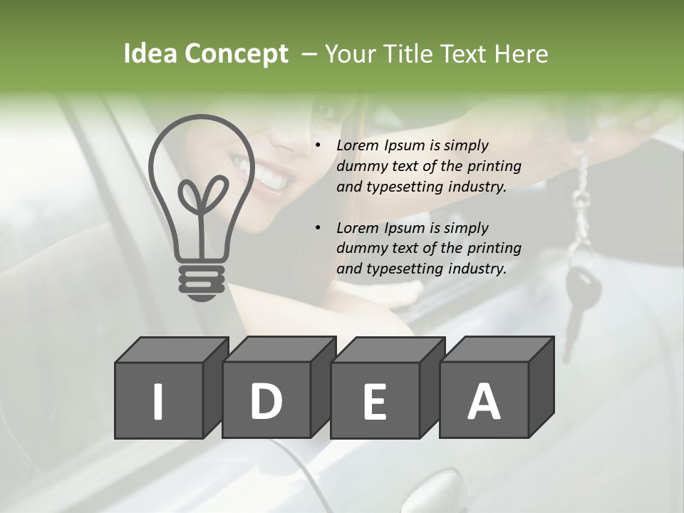 A Woman Holding A Car Key In Her Hand PowerPoint Template