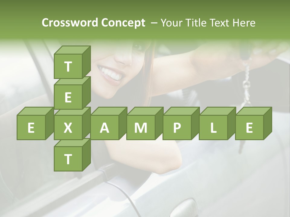 A Woman Holding A Car Key In Her Hand PowerPoint Template