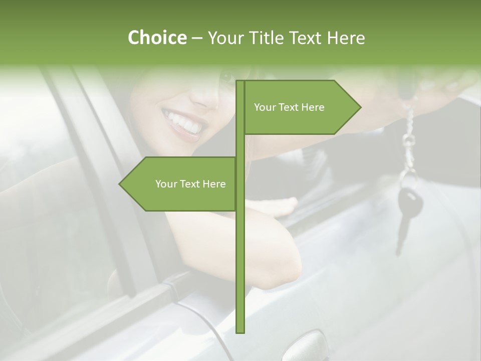 A Woman Holding A Car Key In Her Hand PowerPoint Template