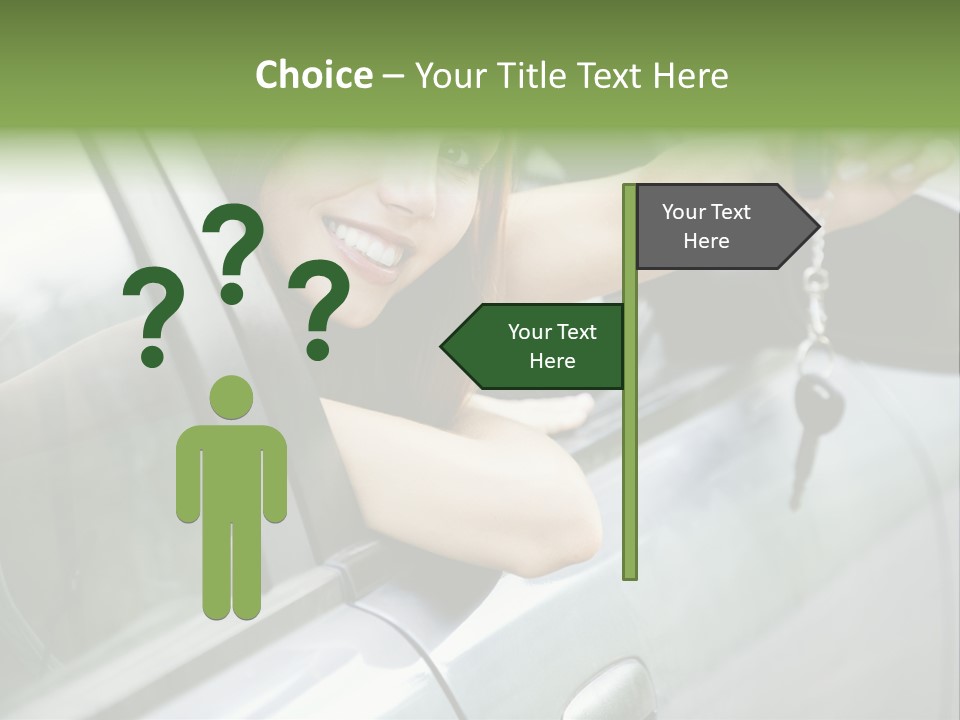 A Woman Holding A Car Key In Her Hand PowerPoint Template