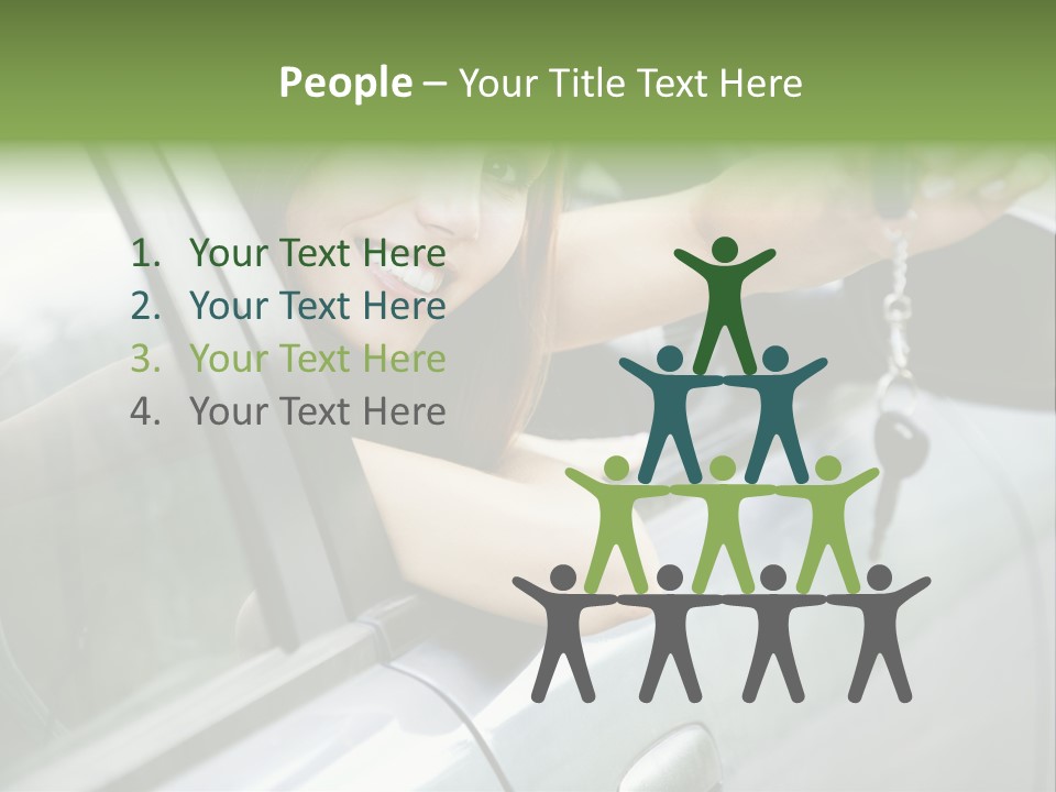 A Woman Holding A Car Key In Her Hand PowerPoint Template