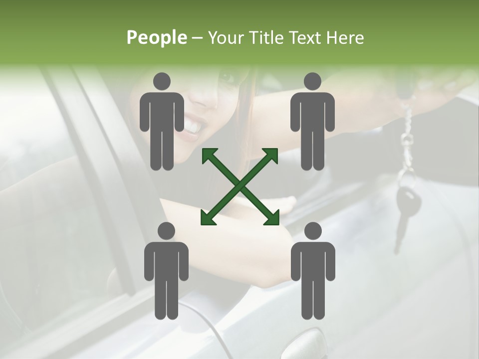 A Woman Holding A Car Key In Her Hand PowerPoint Template