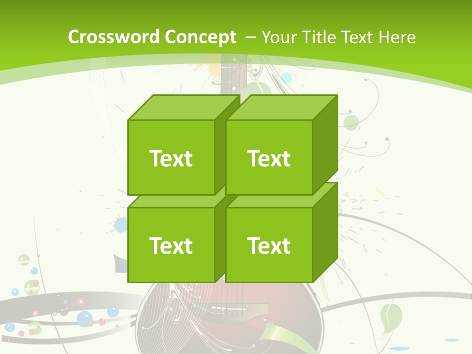 A Guitar On A Green And Black Background PowerPoint Template