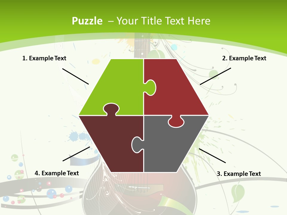 A Guitar On A Green And Black Background PowerPoint Template