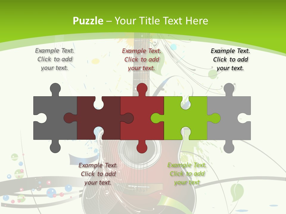 A Guitar On A Green And Black Background PowerPoint Template