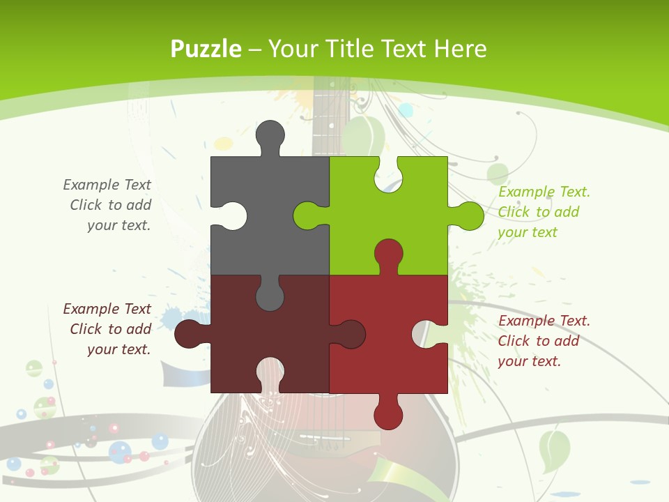 A Guitar On A Green And Black Background PowerPoint Template