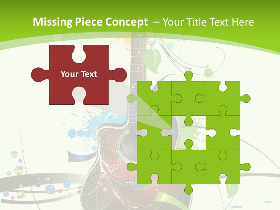 A Guitar On A Green And Black Background PowerPoint Template