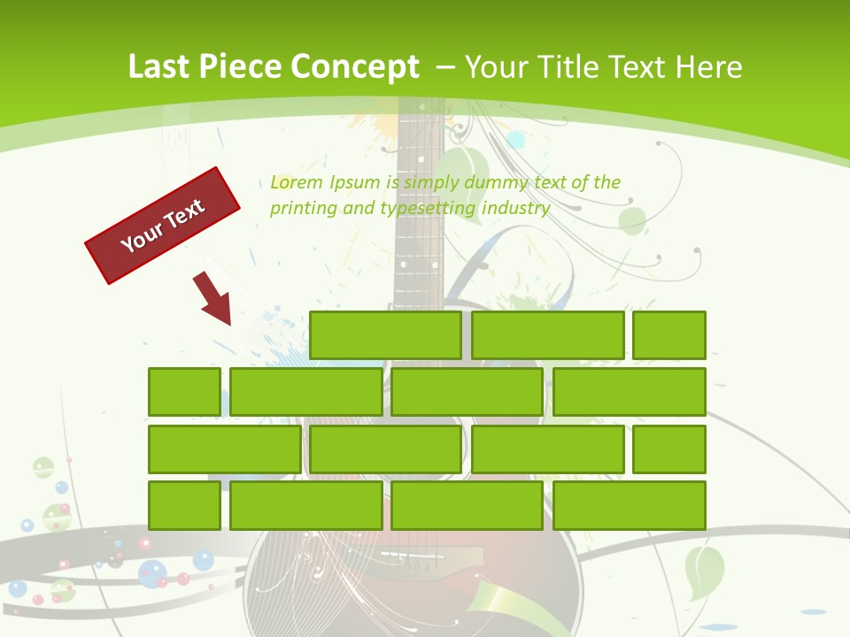 A Guitar On A Green And Black Background PowerPoint Template